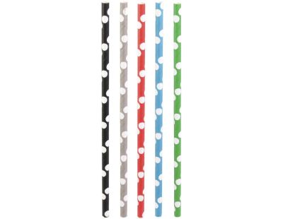 Pailles imprimées fantaisies en papier (Lot de 50) (Pois vifs)