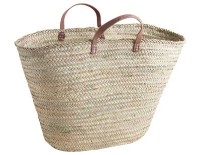 Panier XXL en palmier et cuir 70cm