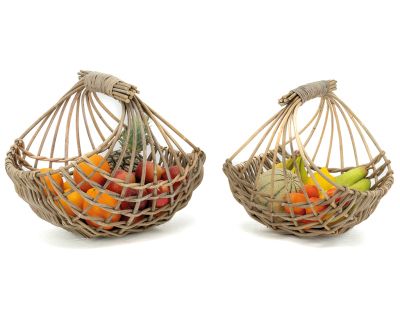 Panier arrondi ajouré en poelet gris (35 cm)