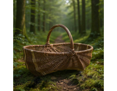 Panier bourguignon en osier brut et blanc (43 x 29 x 14-27 cm)