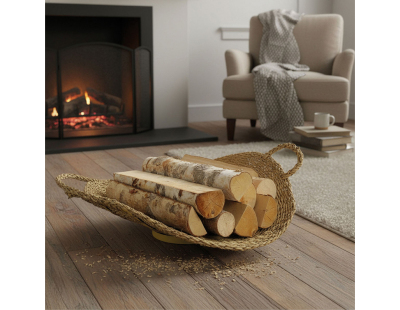 Panier à buche jonc et métal