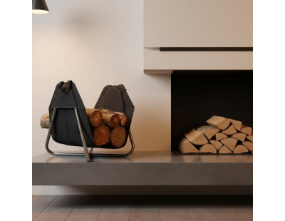 Panier à bûches en métal et tissu fabriqué en France