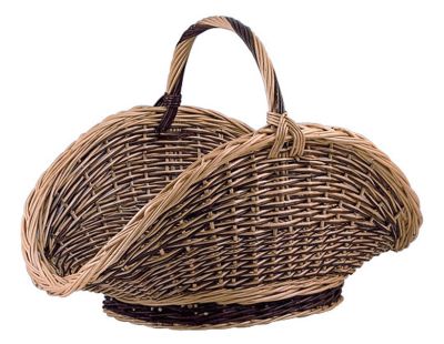 Panier à bûches en osier buff et brut