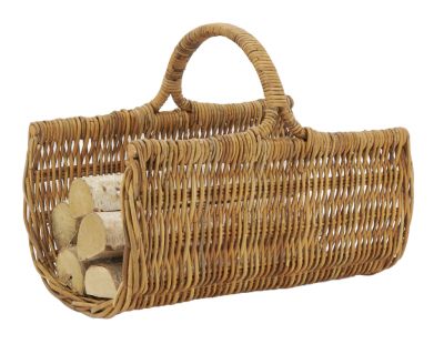 PANIER DE CHEMINÉE EN OSIER NATUREL AVEC POIGNÉE DE TRANSPORT 60X42 H34 CM, Paniers à bois, Porte-bûches