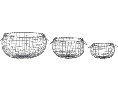 Panier forme arrondie en métal (Lot de 3)
