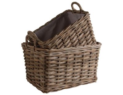 Panier gris en poelet (Lot de 2)