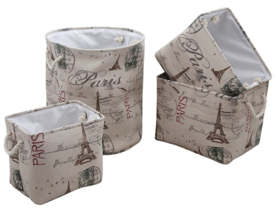 Panier à linge Paris avec corbeilles en jute (Lot de 4)