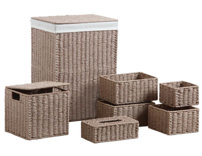 Panier à linge avec corbeilles en papier cordé (Lot de 7)