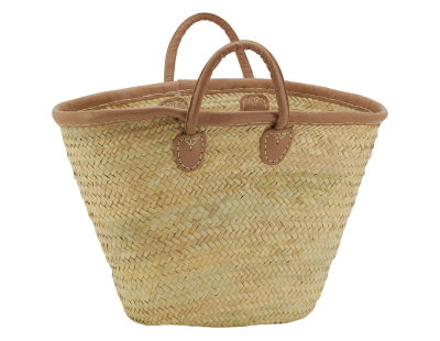 Panier de marché palmier et cuir