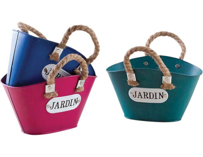 Panier en métal coloré 21 cm Jardin (Lot de 3)