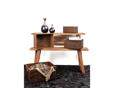 Panier de rangement en rotin antique (Longueur 28cm)