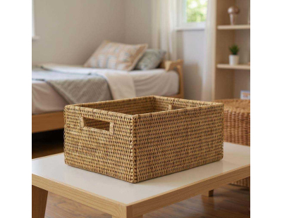 Panier de rangement en rotin naturel (38 x 30 x 20 cm)