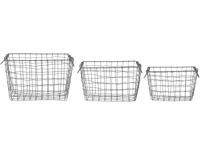Panier rectangulaire en métal (Lot de 3) (Grands)