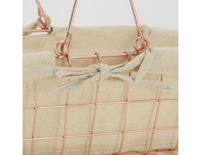 Panier rectangulaire en métal cuivré 