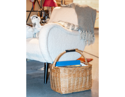 Panier rectangulaire en osier et coton