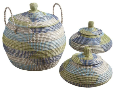 Panier rond jonc de mer (Lot de 3)