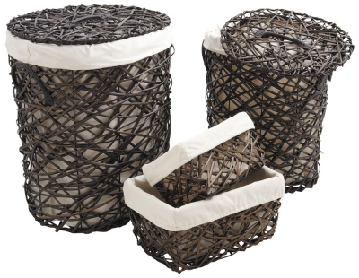 Paniers à linge et corbeilles en éclisse (Lot de 4)