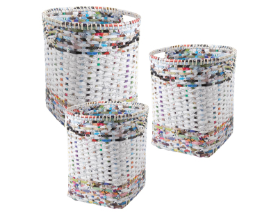 Paniers à linge en papier recyclé (Lot de 3)