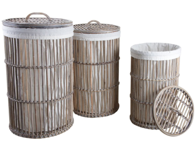 Paniers à linge en poelet gris (Lot de 3)