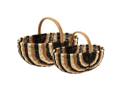 Duo de panier en rotin (lot de 2) (Naturel et noir)