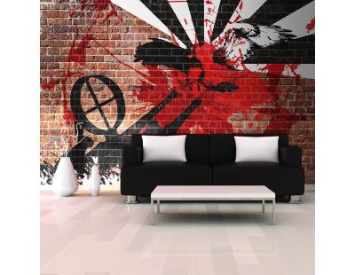 Papier peint - Graffiti sur un mur de brique (400x309)