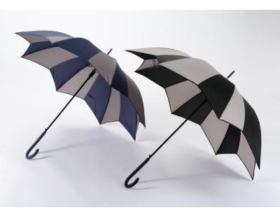 Parapluie bicolore découpe géométrique (Bleu)