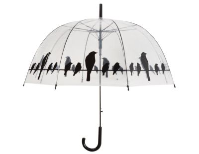 Parapluie transparent noir (Oiseaux sur un fil)