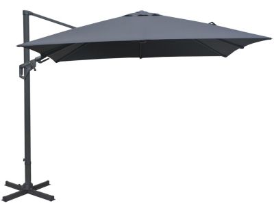 Parasol déporté orientable 360° inclinable gauche droite 3 x 3 m Orient (Gris)