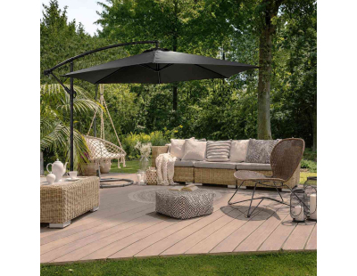 Parasol déporté rond Eko 3 m (Gris anthracite)