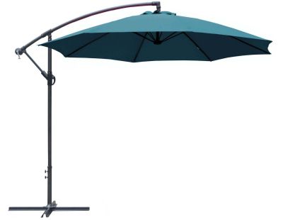 Parasol rond déporté inclinable avec pied en croix (Bleu)