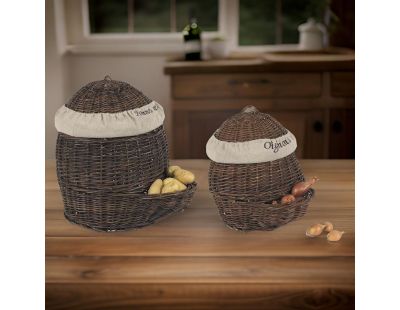 Patatière en osier brut et jute