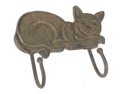 Patère chat en métal vieilli