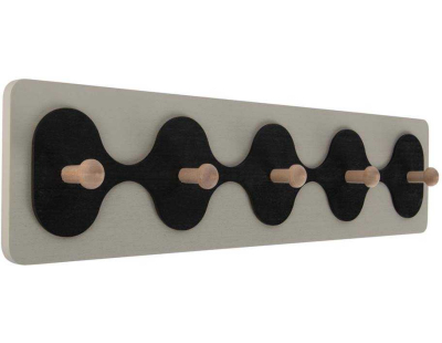 Patère en MDF 5 crochets Rizar (Blanc et noir)