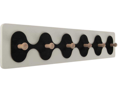 Patère en MDF 6 crochets Rizar (Blanc et noir)