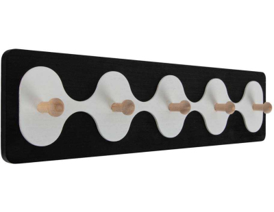 Patère en MDF 5 crochets Rizar (Noir et blanc)
