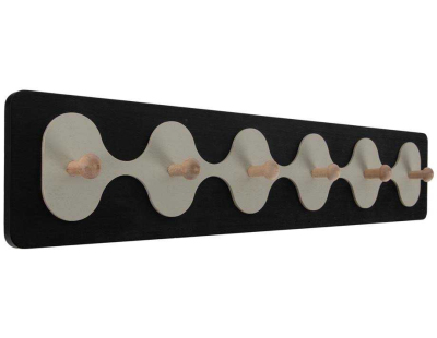 Patère en MDF 6 crochets Rizar (Noir et blanc)