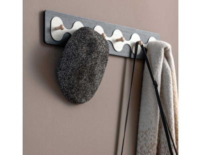 Patère en MDF 6 crochets Rizar (Noir et blanc)