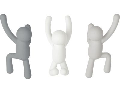 Patère bonhomme Buddy (Lot de 3) (Gris - blanc)