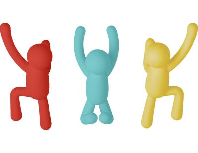 Patère bonhomme Buddy (Lot de 3) (Rouge - Bleu - Jaune)