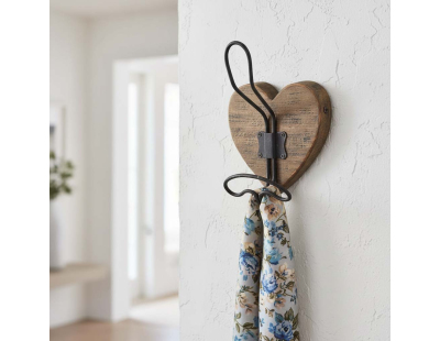 Patère coeur 1 crochet en bois de pin