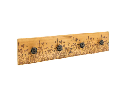 Patère en pin Fleurs Champêtres