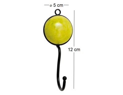 Patère rond en métal et céramique Haken (Jaune)