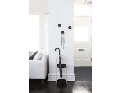 Patère ronde noyer et caoutchouc Hub (Lot de 3)