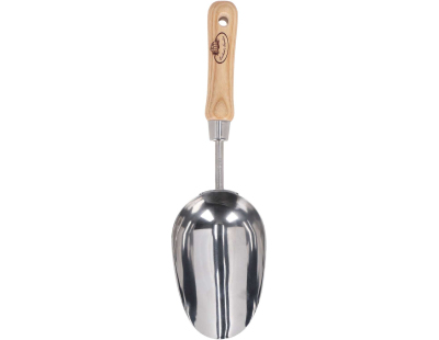 Pelle à terreau et compost en acier inoxydable et bois de frêne