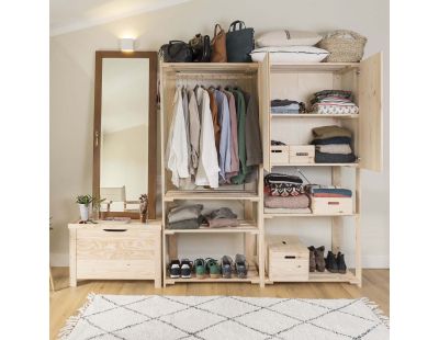 Penderie en pin massif Nova (76.5 x 38.5 x 174.5 cm)