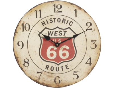 Pendule en bois vieilli Route 66