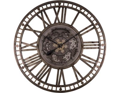 Pendule ronde  à engrenages en fer 90 cm