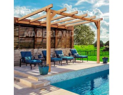 Pergola accolée en bois lamellé-collé Andorra (400 x 300 cm)