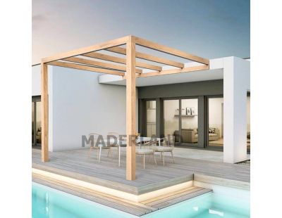 Pergola accolée en bois lamellé-collé Burgos (400 x 400 cm)