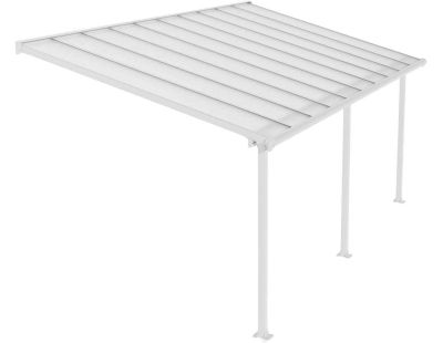 Pergola à adosser en aluminium blanc et polycarbonate Olympia (3 x 6.2 m)